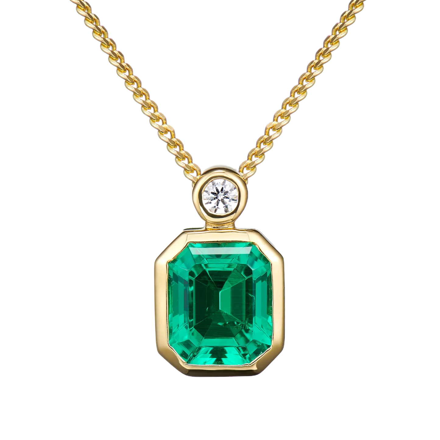 1.3ct Lab Grown Emerald Necklace For Wowen Green Diamond 925 Silver Plated 18k Gold Necklace