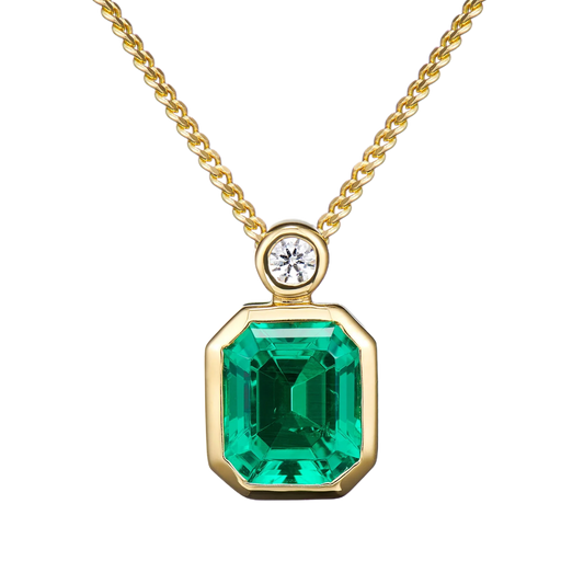 1.3ct Lab Grown Emerald Necklace For Wowen Green Diamond 925 Silver Plated 18k Gold Necklace