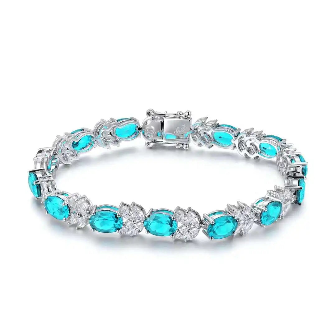 Customized Charming Bracelet Synthetic Gemstones 925 Sterling Silver Jewelry Sets for Women Bracelets Diamonds