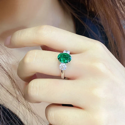 Lab Created Emerald Rings 925 Sterling Silver Jewellery Engagement Rings Beads Diamonds Christmas Present Affordable