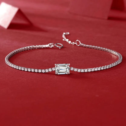 18k Gold Plated 1ct Emerald Cut Moissanite Tennis Bracelet for Women Men  5*7mm 100% S925 Silver Luxury Quality Jewelry