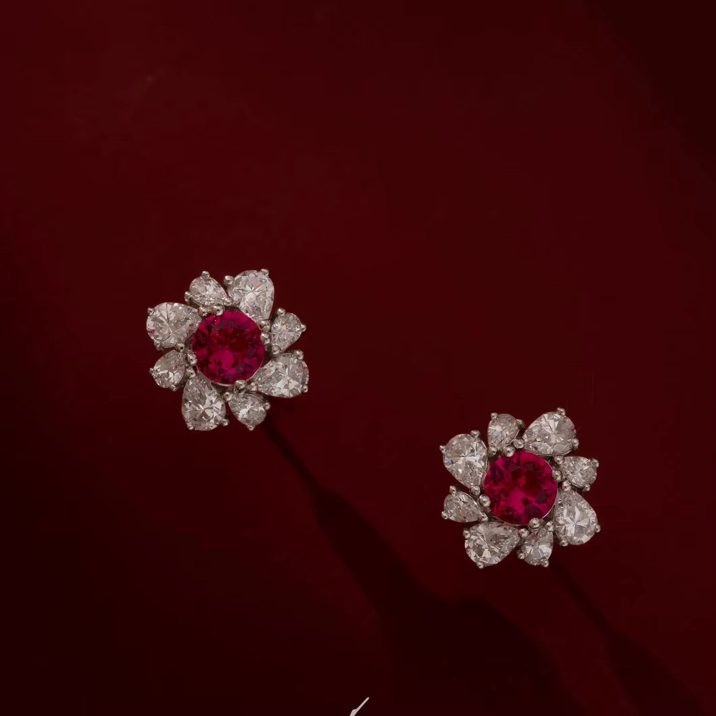 Luxury Synthetic Lab Grown Ruby Stud Earrings 925 Silver For Women Fine Jewelry Wholesale