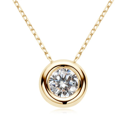 Real D VVS1 Moissanite Neclaces 6.5mm Round Pendant for Women 100% Silver 925 Yellow Gold Color Fine Jewelry