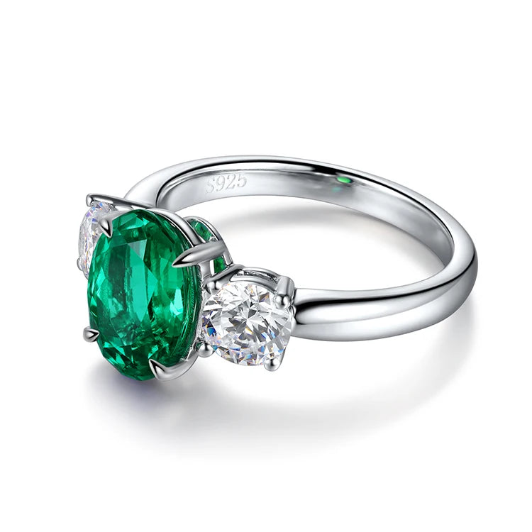 Lab Created Emerald Rings 925 Sterling Silver Jewellery Engagement Rings Beads Diamonds Christmas Present Affordable