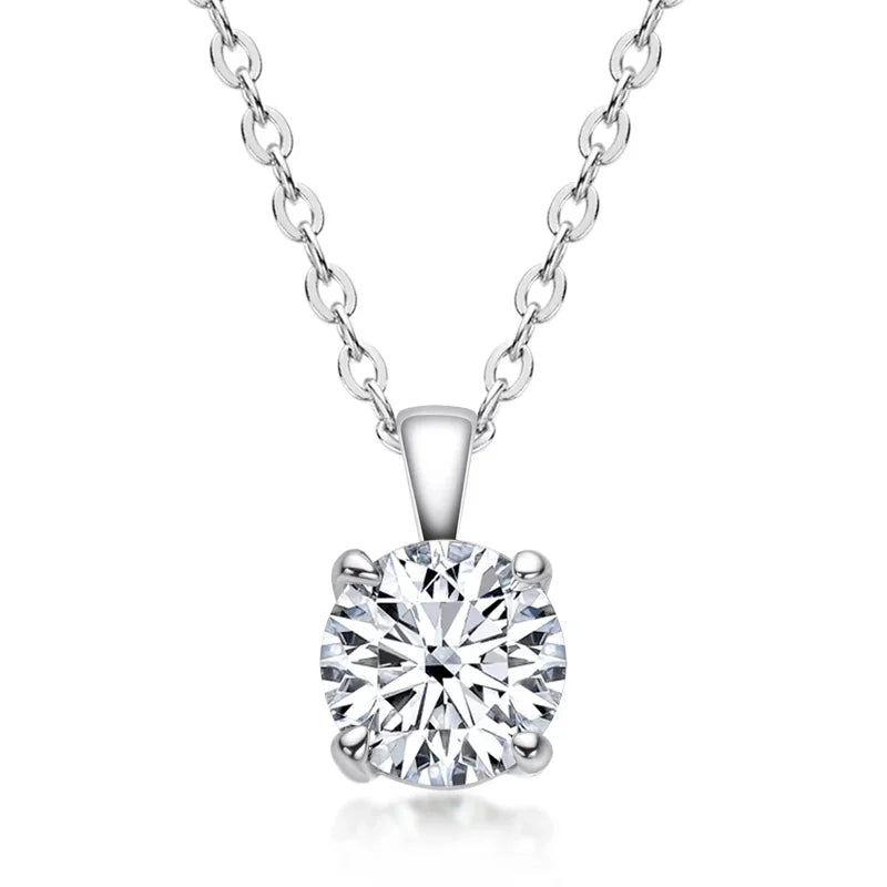 1 Carat D Color Moissanite Pendant Necklaces For Women 925 Silver Wedding Fine Jewelry Accessories