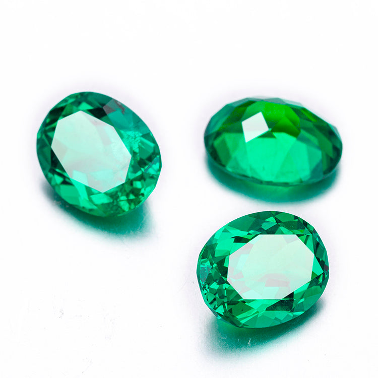 Lab Created Loose Gemstone Columbia Green Color Oval Shaped Lab Grown Emerald