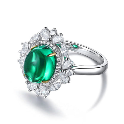 9k/14k/18k Solid Gold Fine Jewelry Lab Created Emerald Green Promise Ring