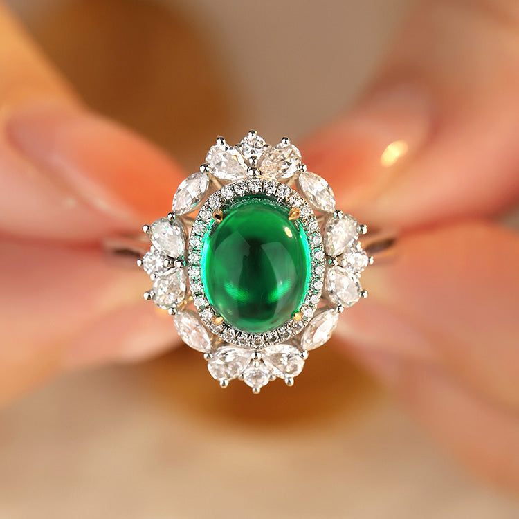 9k/14k/18k Solid Gold Fine Jewelry Lab Created Emerald Green Promise Ring