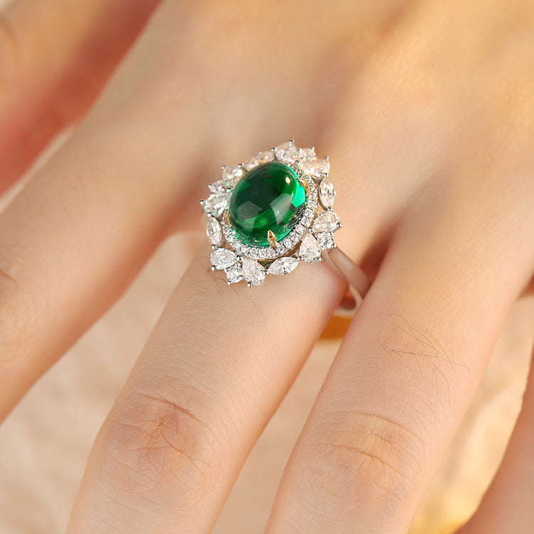 9k/14k/18k Solid Gold Fine Jewelry Lab Created Emerald Green Promise Ring