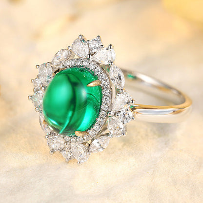 9k/14k/18k Solid Gold Fine Jewelry Lab Created Emerald Green Promise Ring