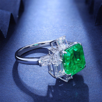 Elegant Women Gold 18k Real 2.66ct Gemstone Lab Emerald Ring