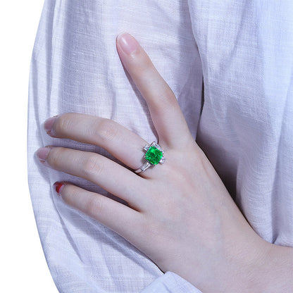 Elegant Women Gold 18k Real 2.66ct Gemstone Lab Emerald Ring