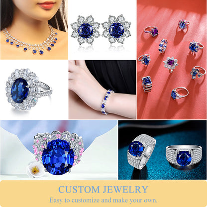 Cushion Shape Gemstone Lab Created Blue Sapphire For Fine Jewelry