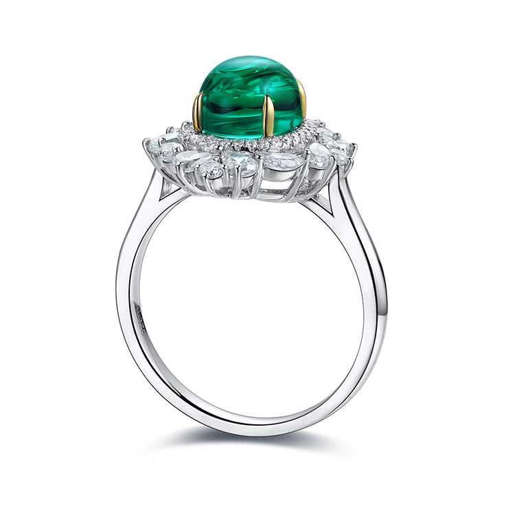 9k/14k/18k Solid Gold Fine Jewelry Lab Created Emerald Green Promise Ring