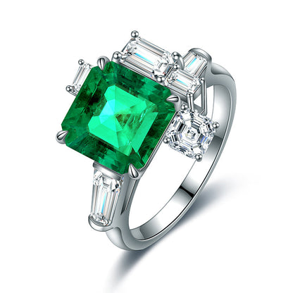 Elegant Women Gold 18k Real 2.66ct Gemstone Lab Emerald Ring