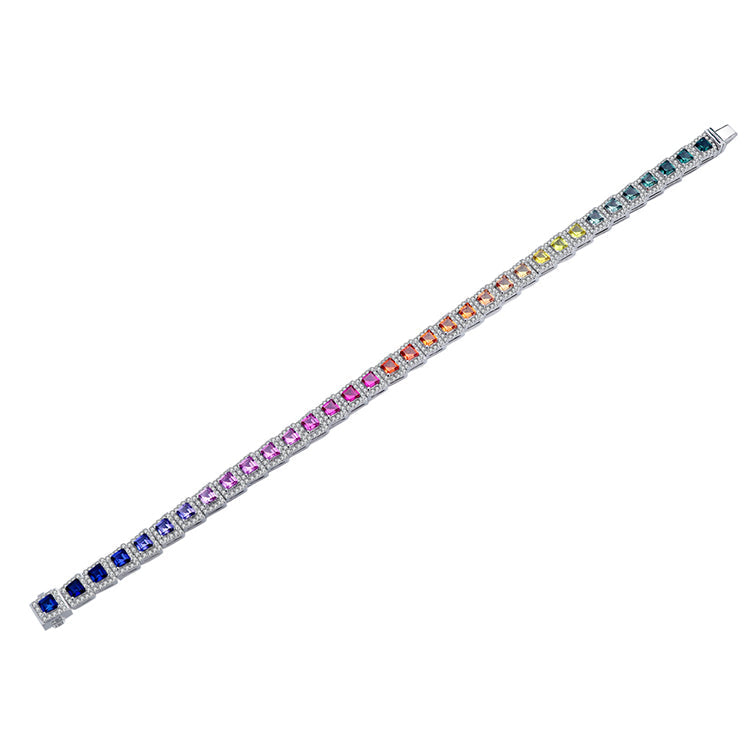 High Quality Diamond Rainbow Design Solid Silver  Bracelet For Lady