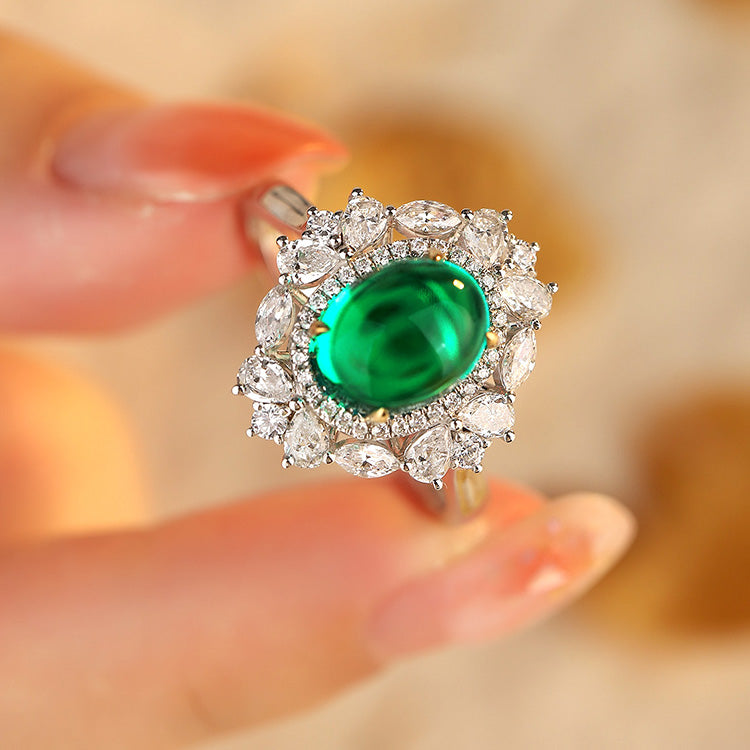 9k/14k/18k Solid Gold Fine Jewelry Lab Created Emerald Green Promise Ring