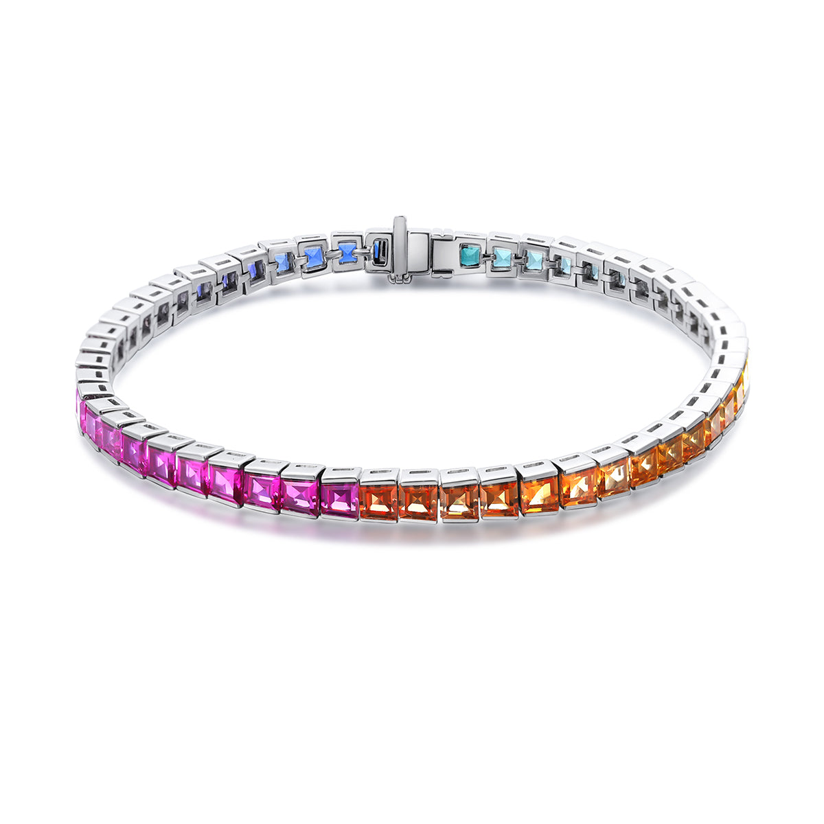 High Quality Diamond Rainbow Design Solid Silver  Bracelet For Lady