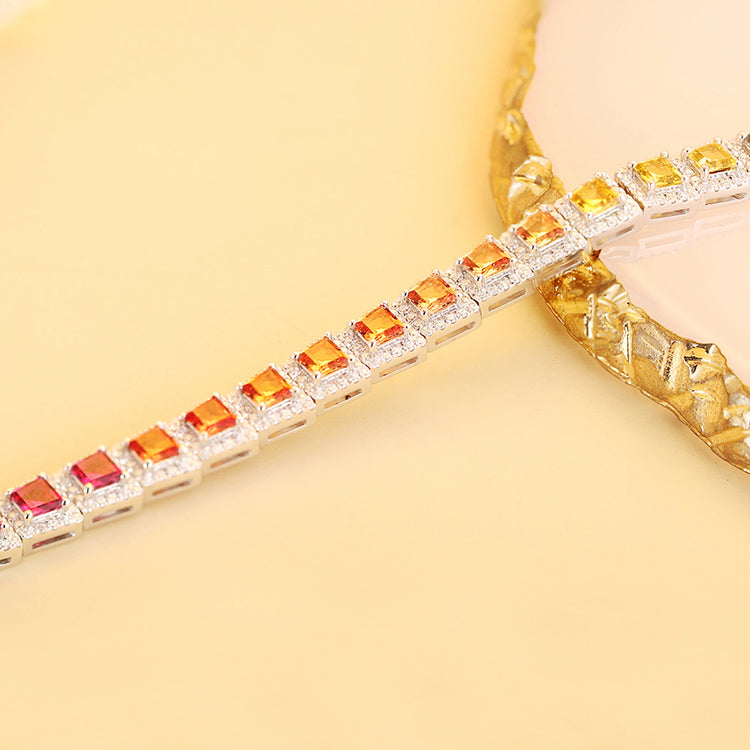 High Quality Diamond Rainbow Design Solid Silver  Bracelet For Lady