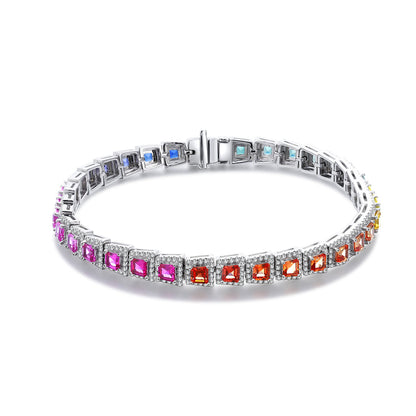 High Quality Diamond Rainbow Design Solid Silver  Bracelet For Lady