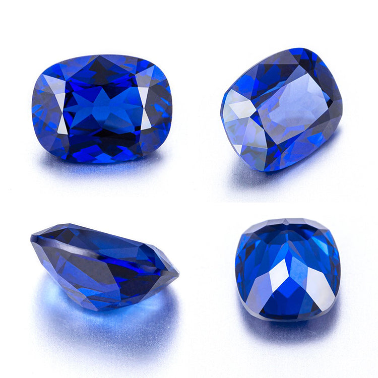 Cushion Shape Gemstone Lab Created Blue Sapphire For Fine Jewelry