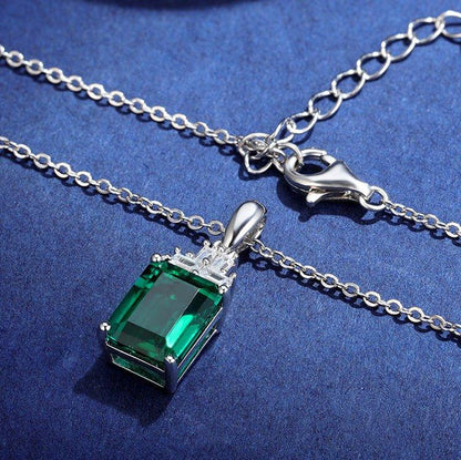 Emerald Stone 925 Sterling Silver Necklace Fashion Minimalist Jewelry - ROISGEMS