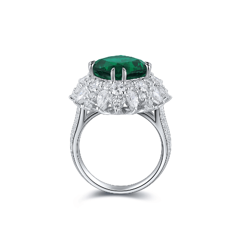 Luxury Design S925 Silver 10*10mm Lab Grown Emerald Rings For Women - ROISGEMS